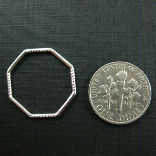 Wholesale Sterling Silver Octagon Closed Ring Connector 19mm, Charms and Pendants for Jewelry Making, Wholesale Findings