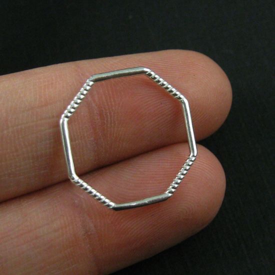 Wholesale Sterling Silver Octagon Closed Ring Connector 19mm, Charms and Pendants for Jewelry Making, Wholesale Findings
