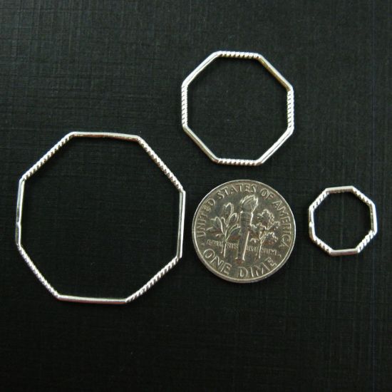 Wholesale Sterling Silver Octagon Closed Ring Connector 19mm, Charms and Pendants for Jewelry Making, Wholesale Findings