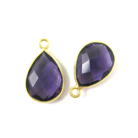 Wholesale Gold plated Sterling Silver Small Teardrop Bezel Amethyst Quartz Gemstone Pendant, Wholesale Gemstone Pendants for Jewelry Making