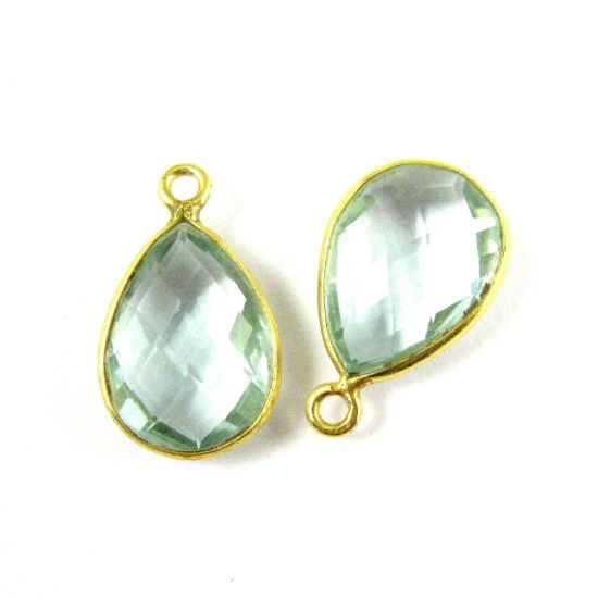 Wholesale Gold plated Sterling Silver Small Teardrop Bezel Aqua Quartz Gemstone Pendant, Wholesale Gemstone Pendants for Jewelry Making