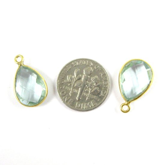 Wholesale Gold plated Sterling Silver Small Teardrop Bezel Aqua Quartz Gemstone Pendant, Wholesale Gemstone Pendants for Jewelry Making