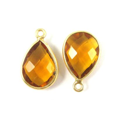 Wholesale Gold plated Sterling Silver Small Teardrop Bezel Citrine Quartz Gemstone Pendant, Wholesale Gemstone Pendants for Jewelry Making