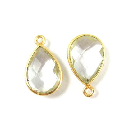 Wholesale Gold plated Sterling Silver Small Teardrop Bezel Crystal Quartz Gemstone Pendant, Wholesale Gemstone Pendants for Jewelry Making