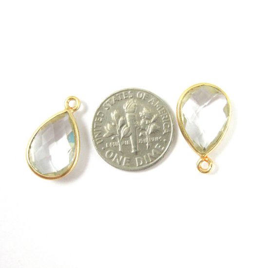 Wholesale Gold plated Sterling Silver Small Teardrop Bezel Crystal Quartz Gemstone Pendant, Wholesale Gemstone Pendants for Jewelry Making
