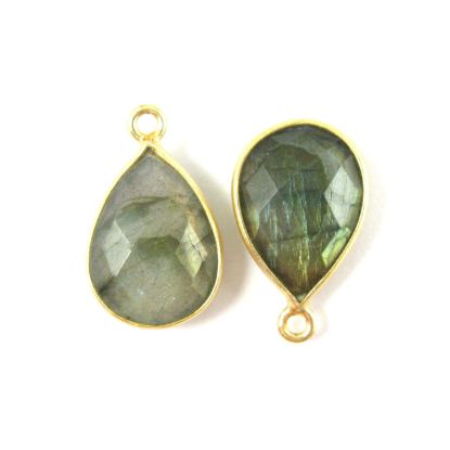 Wholesale Gold plated Sterling Silver Small Teardrop Bezel Labradorite Gemstone Pendant, Wholesale Gemstone Pendants for Jewelry Making