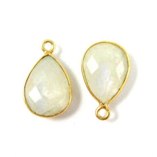 Wholesale Gold plated Sterling Silver Small Teardrop Bezel Moonstone Gemstone Pendant, Wholesale Gemstone Pendants for Jewelry Making