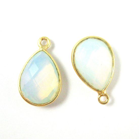 Wholesale Gold plated Sterling Silver Small Teardrop Bezel Opalite Quartz Gemstone Pendant, Wholesale Gemstone Pendants for Jewelry Making
