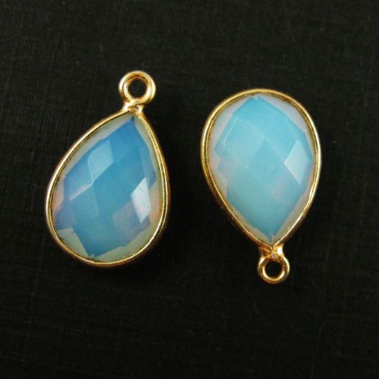 Wholesale Gold plated Sterling Silver Small Teardrop Bezel Opalite Quartz Gemstone Pendant, Wholesale Gemstone Pendants for Jewelry Making