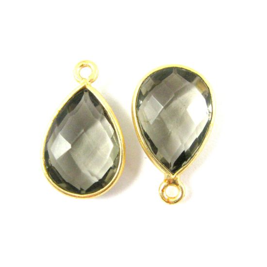 Wholesale Gold plated Sterling Silver Small Teardrop Bezel Smokey Quartz Gemstone Pendant, Wholesale Gemstone Pendants for Jewelry Making