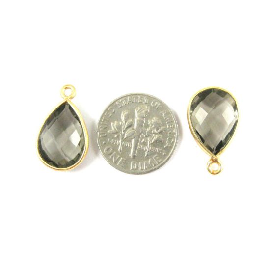 Wholesale Gold plated Sterling Silver Small Teardrop Bezel Smokey Quartz Gemstone Pendant, Wholesale Gemstone Pendants for Jewelry Making