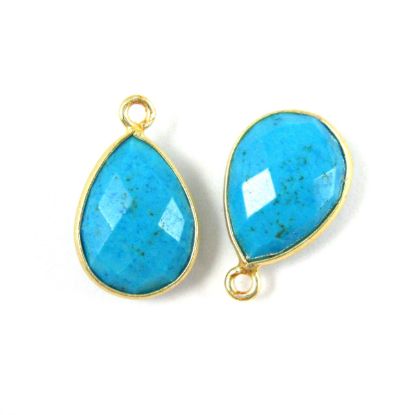 Wholesale Gold plated Sterling Silver Small Teardrop Bezel Turquoise Gemstone Pendant, Wholesale Gemstone Pendants for Jewelry Making