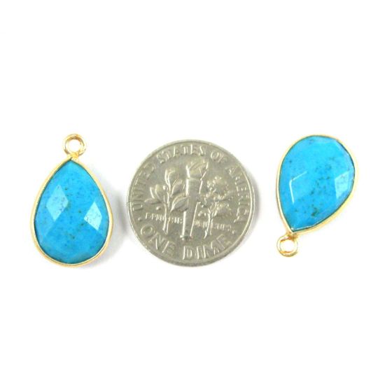 Wholesale Gold plated Sterling Silver Small Teardrop Bezel Turquoise Gemstone Pendant, Wholesale Gemstone Pendants for Jewelry Making