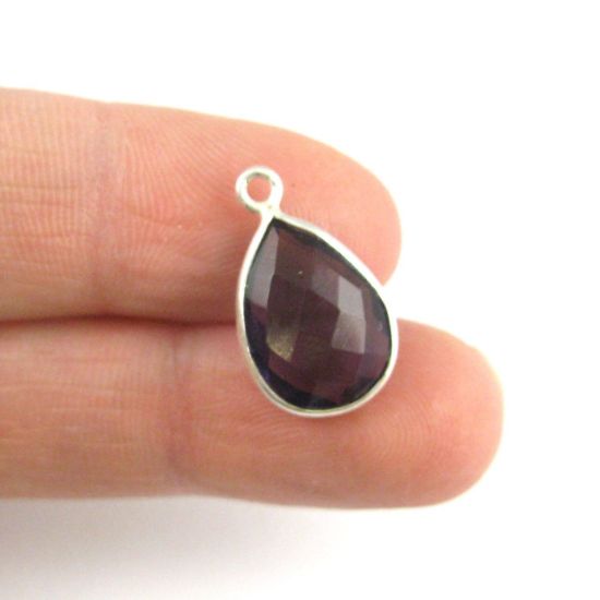 Wholesale Bezel Gemstone Pendant -Sterling Silver Bezel Gemstone 10x14mm Faceted Small Teardrop - Amethyst Quartz