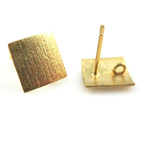 Wholesale Gold plated  Sterling Silver Textured Square Earwire for Jewelry Making, Wholesale Earwire and Findings