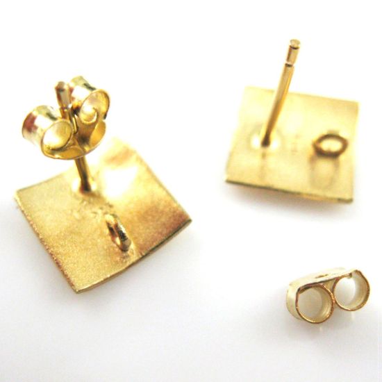 Wholesale Gold plated  Sterling Silver Textured Square Earwire for Jewelry Making, Wholesale Earwire and Findings