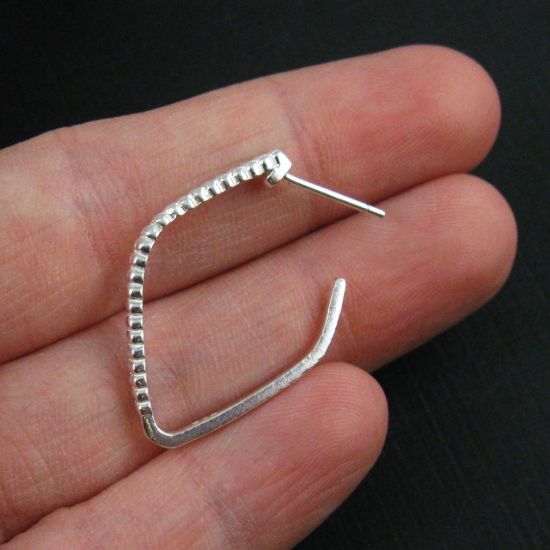 Wholesale Sterling Silver Diamond Shaped Beaded Hoops for Jewelry Making, Wholesale Earwire and Findings