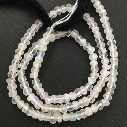 Wholesale June Birthstone-Semi Precious Gemstones,Loose Gemstones,Gemstone Beads- Rainbow Moonstone faceted rondelle-3-3.5mm-13.5 inches full strand