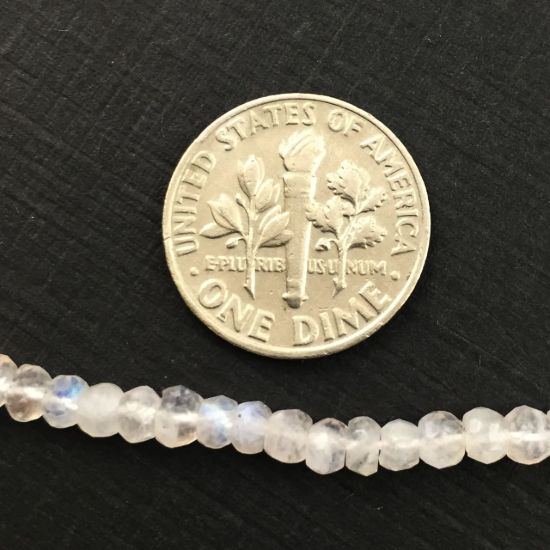 Wholesale June Birthstone-Semi Precious Gemstones,Loose Gemstones,Gemstone Beads- Rainbow Moonstone faceted rondelle-3-3.5mm-13.5 inches full strand