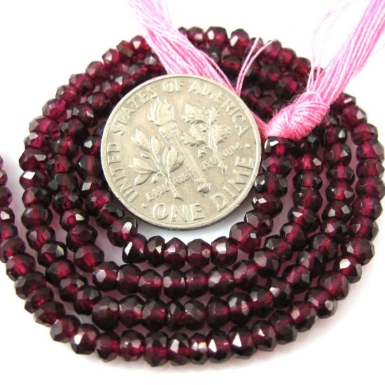 Wholesale January Birthstone-Semi Precious Gemstones,Gemstone Beads-Garnet Micro Faceted Rondelle-2.5-3mm-13.5 inches