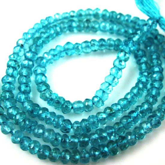 Wholesale Semi Precious Gemstones,Loose Gemstones,Gemstone Beads -- Apatite Micro Faceted Rondelle - 3-3.5mm - 13 inches