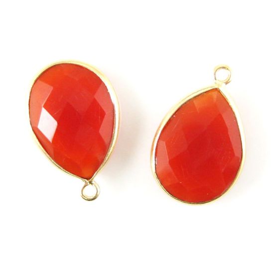 Wholesale Gold plated Sterling Silver Teardrop Bezel Carnelian Gemstone Pendant, Wholesale Gemstone Pendants for Jewelry Making
