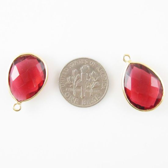 Wholesale Gold plated Sterling Silver Teardrop Bezel Rubylite Quartz Gemstone Pendant, Wholesale Gemstone Pendants for Jewelry Making