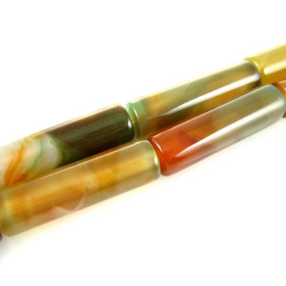 Wholesale Smooth Tube Agate Beads - 35x10mm (Sold Per Strand)