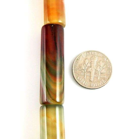Wholesale Smooth Tube Agate Beads - 35x10mm (Sold Per Strand)