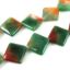 Wholesale Green and Orange Smooth Square Agate Beads (Sold Per Strand)