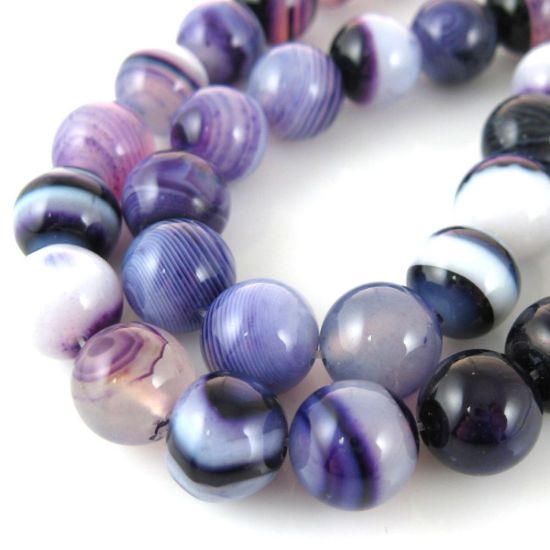 Wholesale Purple Watermark Agate Beads - Smooth Round 10mm (Sold Per Strand)