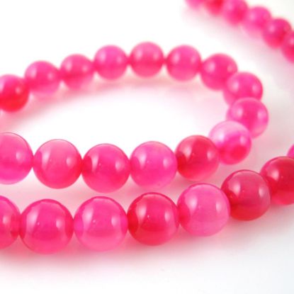 Wholesale Pink Agate Beads - Smooth Round 8mm (Sold Per Strand)