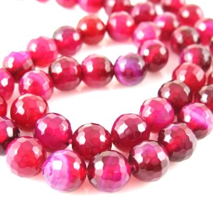 Wholesale Fuchsia Agate Beads - Faceted Round 8mm (Sold Per Strand)