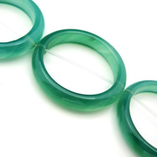 Wholesale Green Natural Agate - Big 35mm Ring (sold per strand)