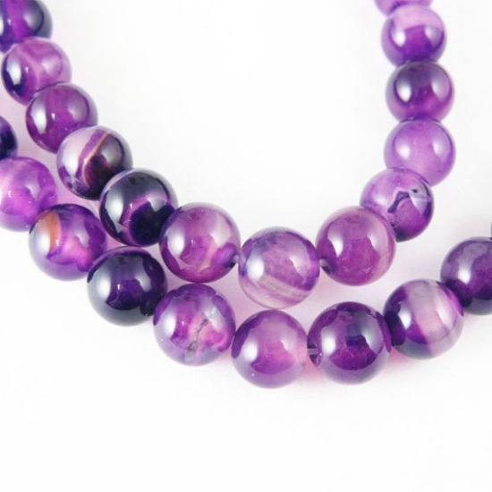 Wholesale Smooth Round Purple Agate Beads with Watermark 8mm (Sold Per Strand)