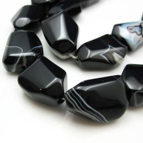 Wholesale Black Agate Beads - Natural Stone - Freeform Shape (Sold Per Strand)
