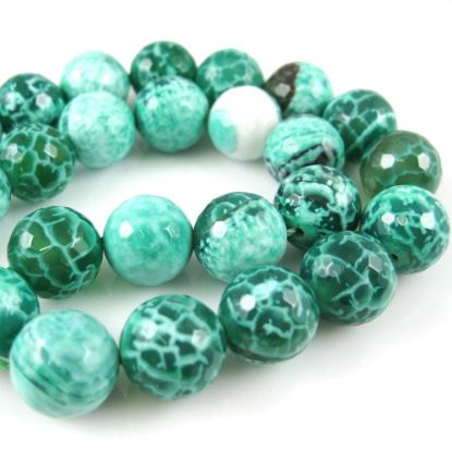 Wholesale Green Crackle Agate Beads - Faceted Round 12mm (Sold Per Strand)