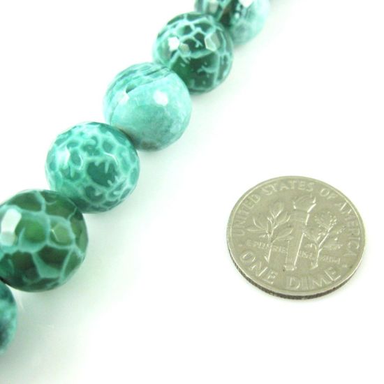 Wholesale Green Crackle Agate Beads - Faceted Round 12mm (Sold Per Strand)