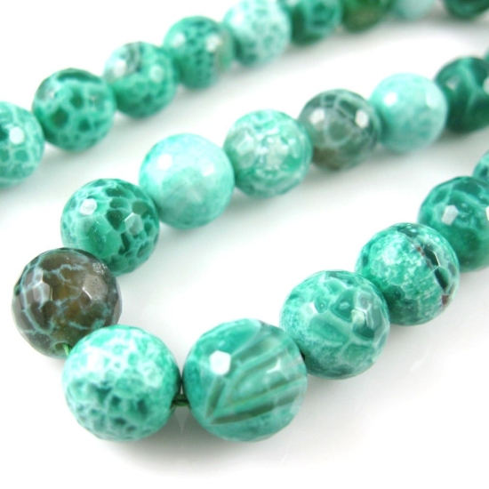 Wholesale Green Crackle Agate Beads - Faceted Round 10mm (Sold Per Strand)