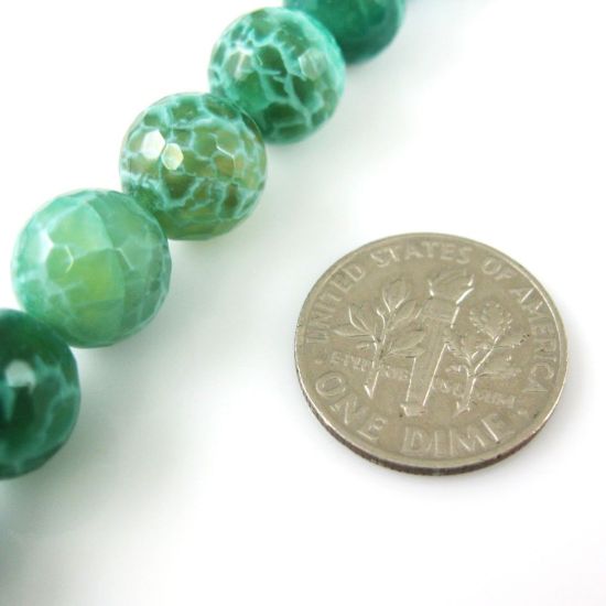 Wholesale Green Crackle Agate Beads - Faceted Round 10mm (Sold Per Strand)
