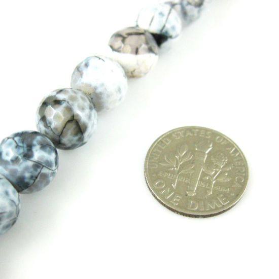 Wholesale Black and White Crackle Agate Beads - Faceted Round 10mm (Sold Per Strand)
