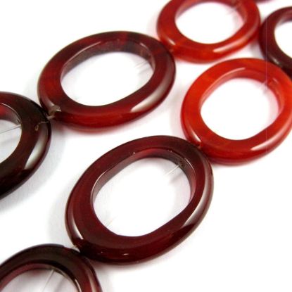 Wholesale Red Nature Agate - Big Oval Ring - 40 x 29mm (sold per strand)