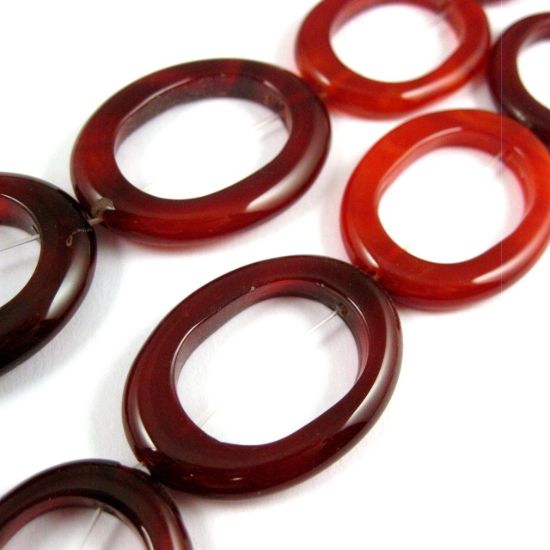 Wholesale Red Nature Agate - Big Oval Ring - 40 x 29mm (sold per strand)