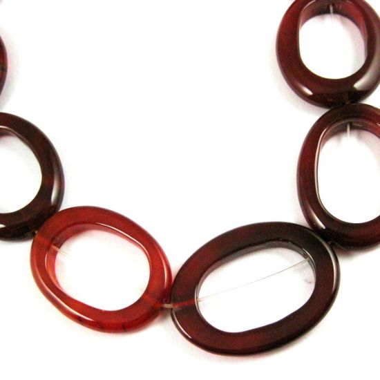 Wholesale Red Nature Agate - Big Oval Ring - 40 x 29mm (sold per strand)