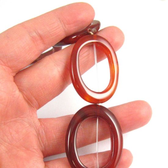 Wholesale Red Nature Agate - Big Oval Ring - 40 x 29mm (sold per strand)