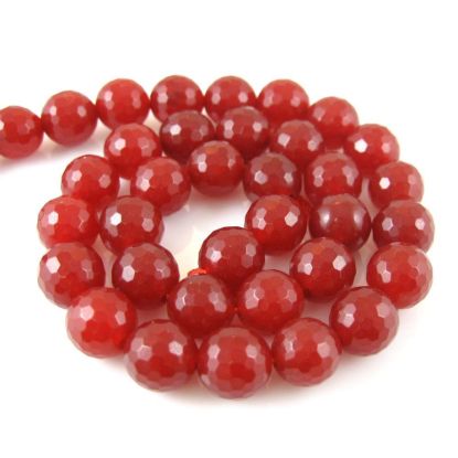 Wholesale Red Jade Beads - 10mm Faceted Round (Sold Per Strand)