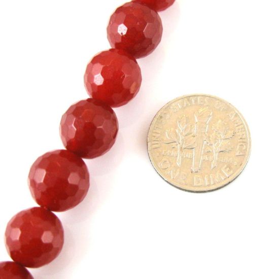 Wholesale Red Jade Beads - 10mm Faceted Round (Sold Per Strand)