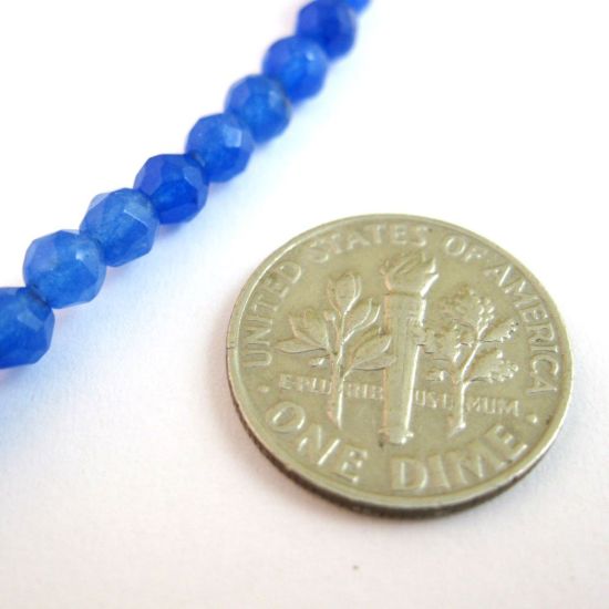 Wholesale Dark Blue Jade Beads - Faceted Round 4mm (Sold Per Strand)