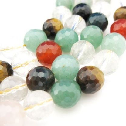 Wholesale Natural Multi-Stone Gemstone Beads - 10mm Faceted Round (Sold Per Strand)