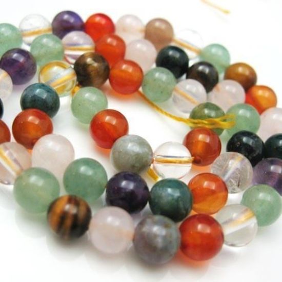 Wholesale Natural Multi-Stone Gemstone Beads - 6mm Smooth Round (Sold Per Strand)